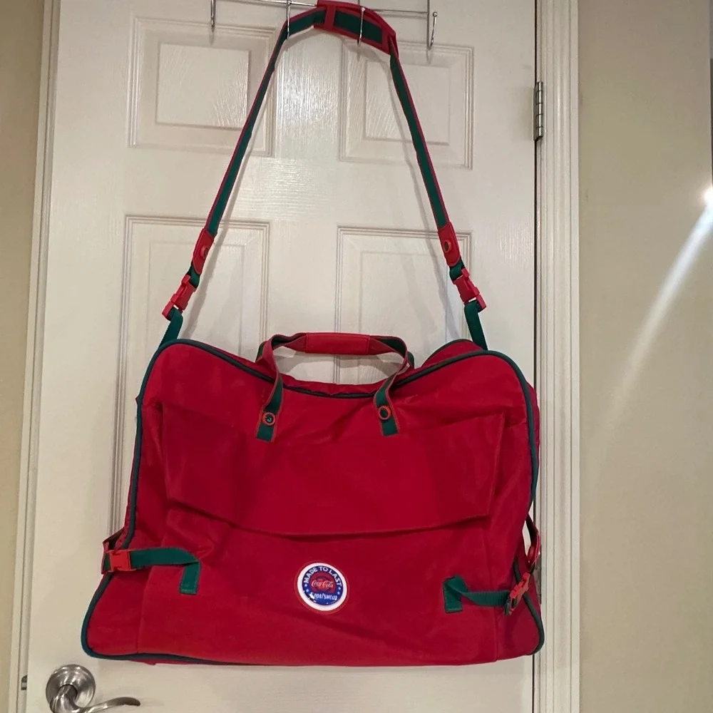 Vintage Coca-Cola Sportswear Red Nylon Duffel Bag Travel Weekender Gym Bag